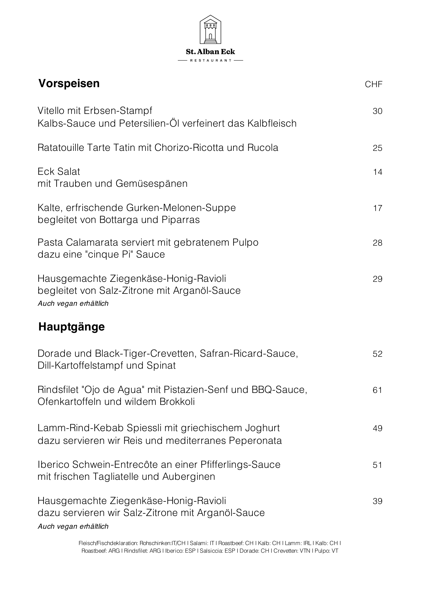 Speisekarte Eck Sommer 2026-2
